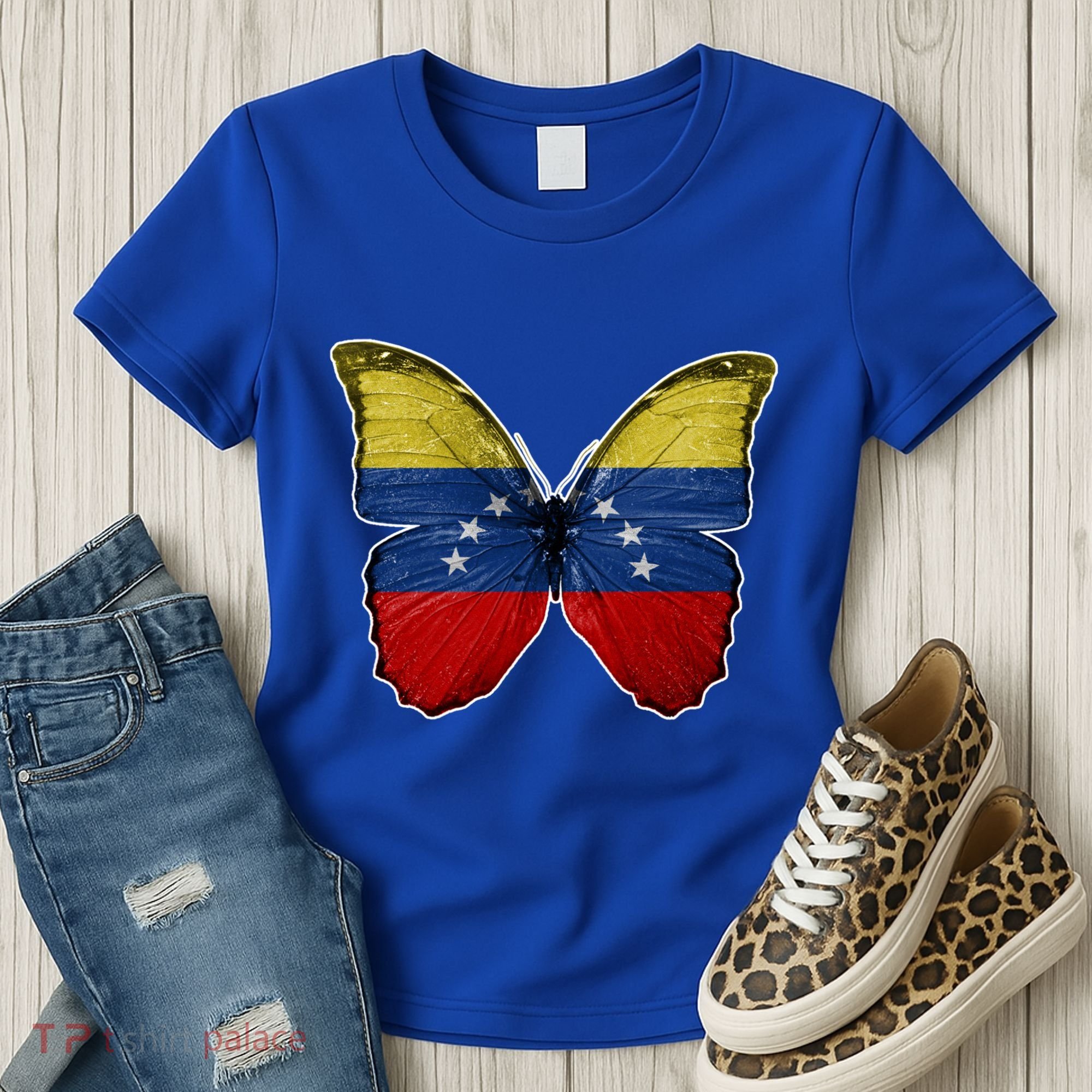 Venezuela Butterfly Flag Pride Venezuelan Flag Roots Funny Gift Women's T-Shirt