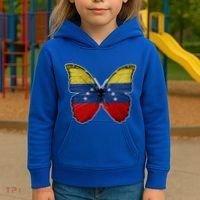 Venezuela Butterfly Flag Pride Venezuelan Flag Roots Funny Gift Kids Hoodie thumb 3