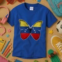 Venezuela Butterfly Flag Pride Venezuelan Flag Roots Funny Gift Kids T-Shirt thumb 3
