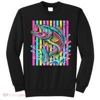 Vibrant Bass Fish Striped Retro Summer Beach Fishing Sweatshirt thumb 0