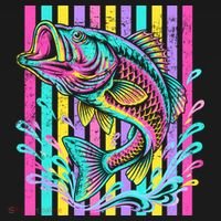 Vibrant Bass Fish Striped Retro Summer Beach Fishing Bucket Hat thumb 4