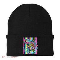 Vibrant Bass Fish Striped Retro Summer Beach Fishing Beanie thumb 0