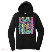 Vibrant Bass Fish Striped Retro Summer Beach Fishing Women's Hoodie thumb 0