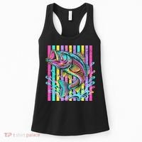 Vibrant Bass Fish Striped Retro Summer Beach Fishing Women's Tank Top thumb 0