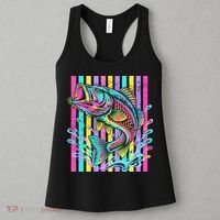 Vibrant Bass Fish Striped Retro Summer Beach Fishing Women's Tank Top thumb 3