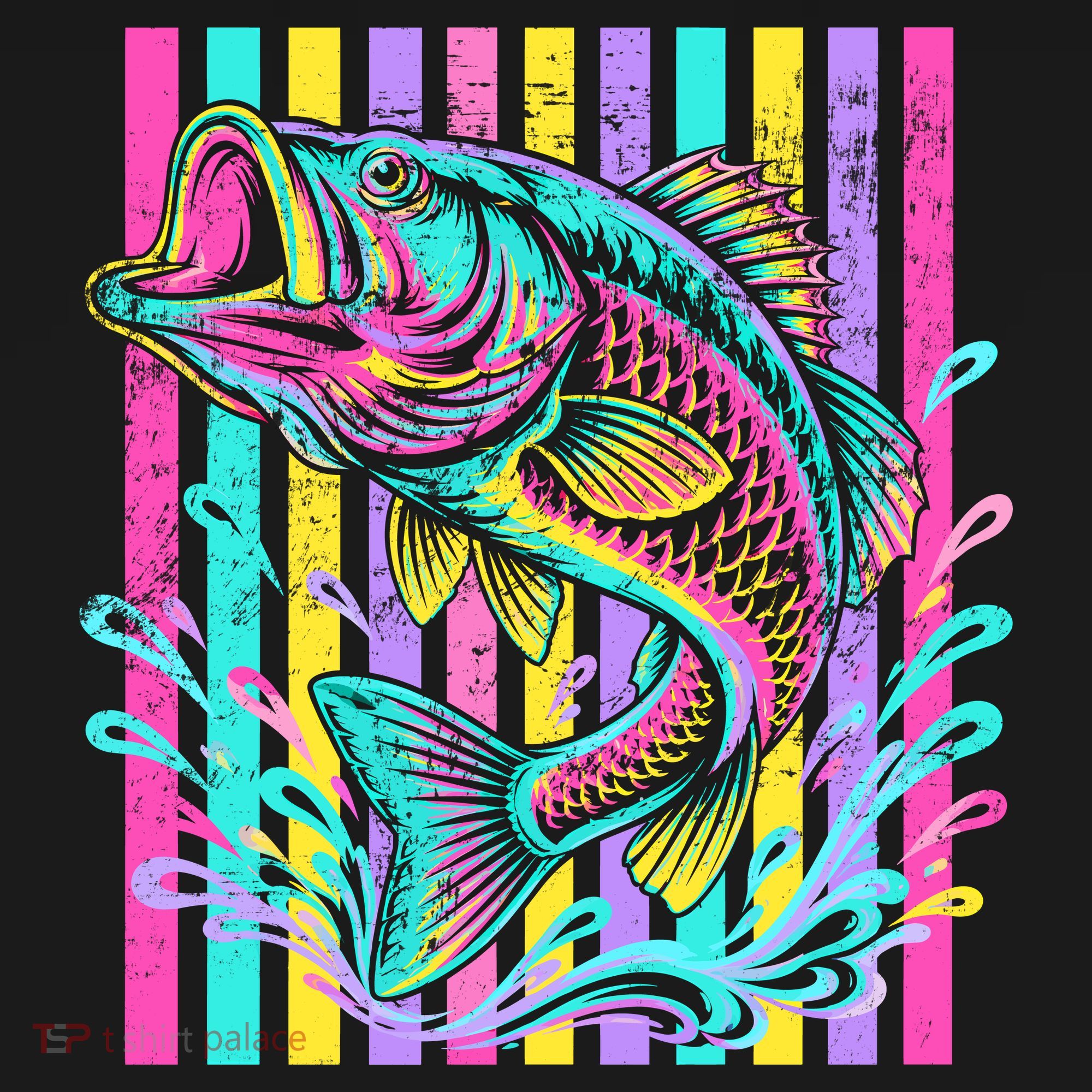 Vibrant Bass Fish Striped Retro Summer Beach Fishing Women's Tank Top