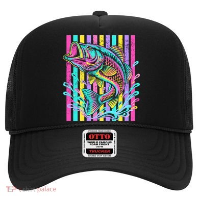 Vibrant Bass Fish Striped Retro Summer Beach Fishing Hat