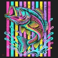 Vibrant Bass Fish Striped Retro Summer Beach Fishing Hat thumb 2