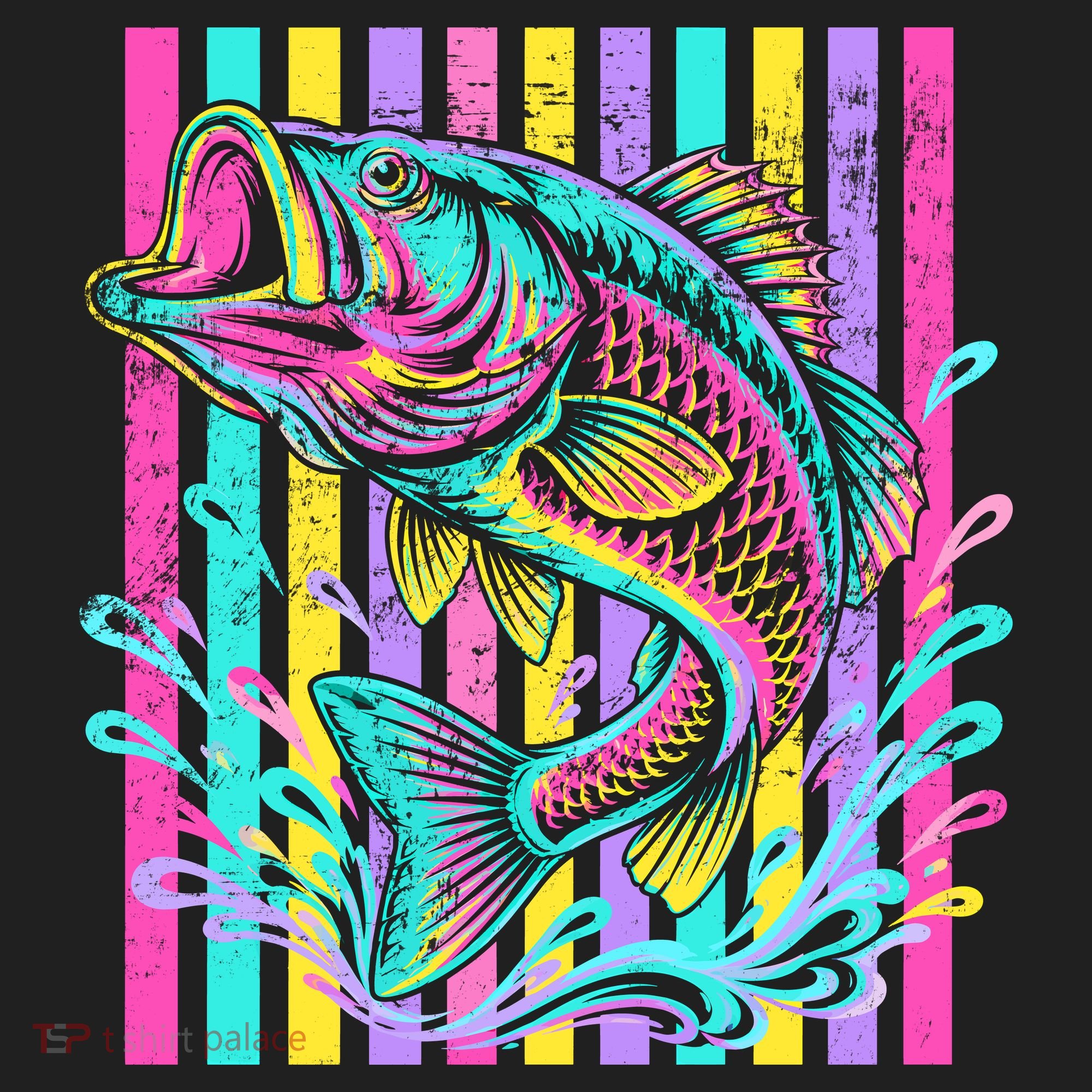Vibrant Bass Fish Striped Retro Summer Beach Fishing Hat