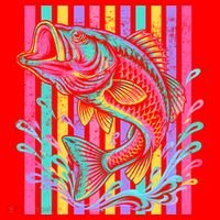 Vibrant Bass Fish Striped Retro Summer Beach Fishing Santa Hat thumb 1