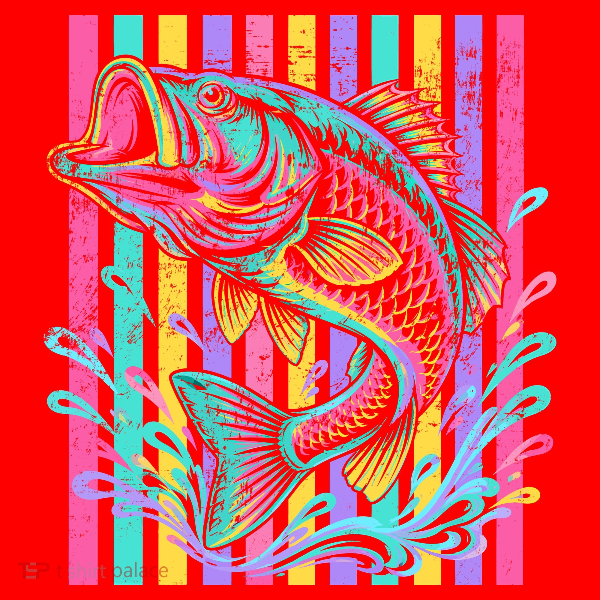 Vibrant Bass Fish Striped Retro Summer Beach Fishing Santa Hat