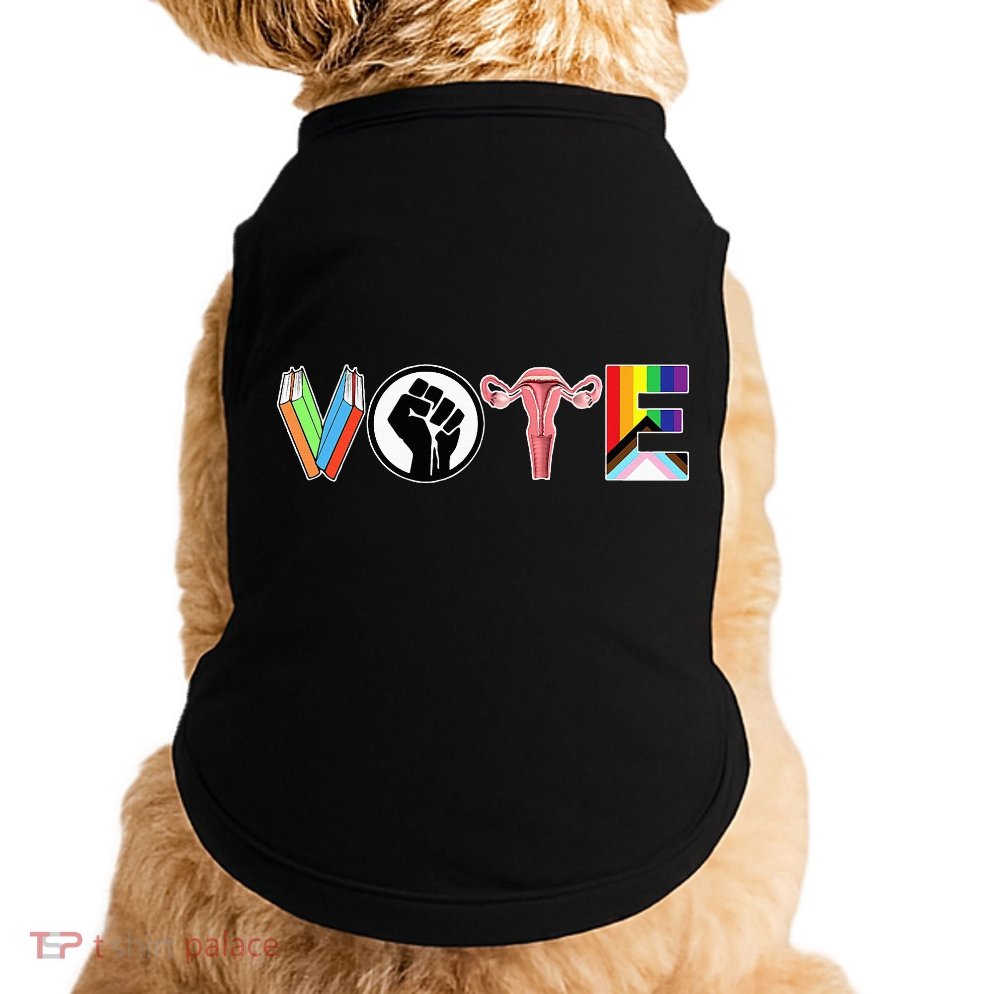 Vote Books Fist Ovaries Lgtbq Doggie Tank