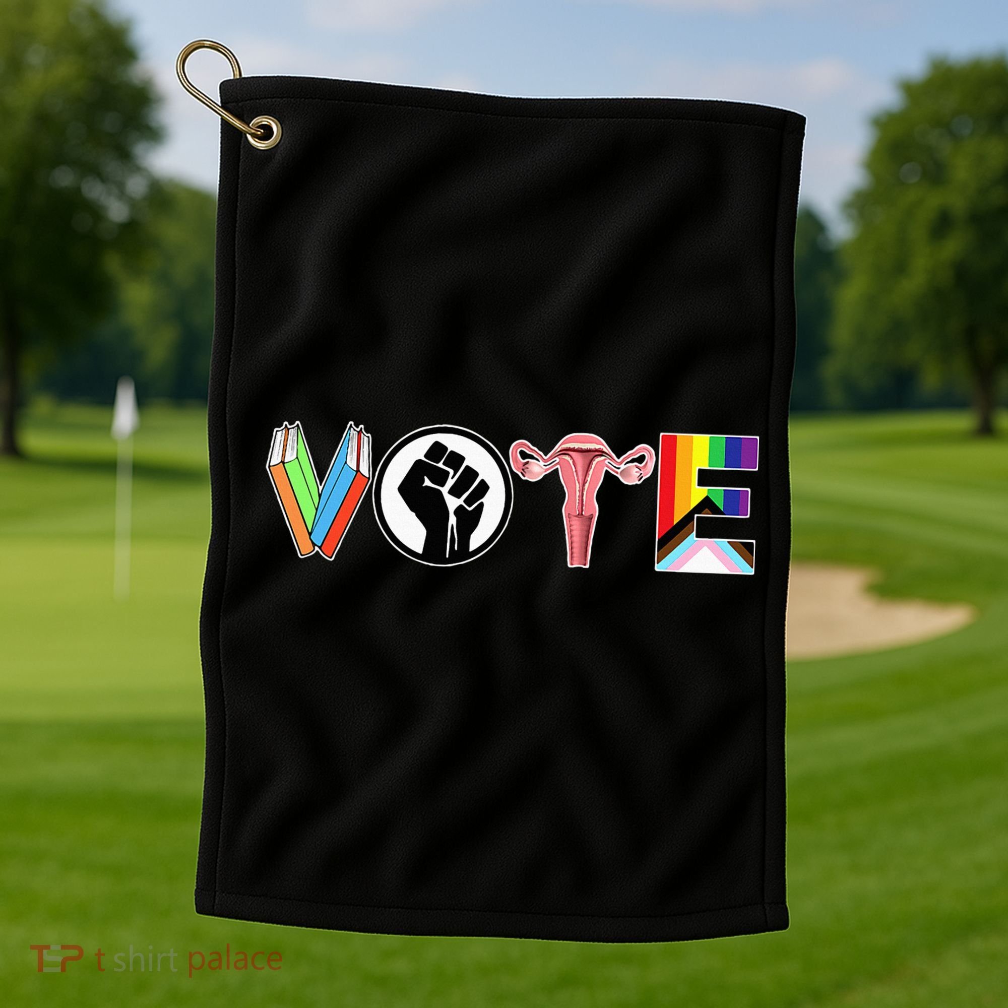 Vote Books Fist Ovaries Lgtbq Golf Towel