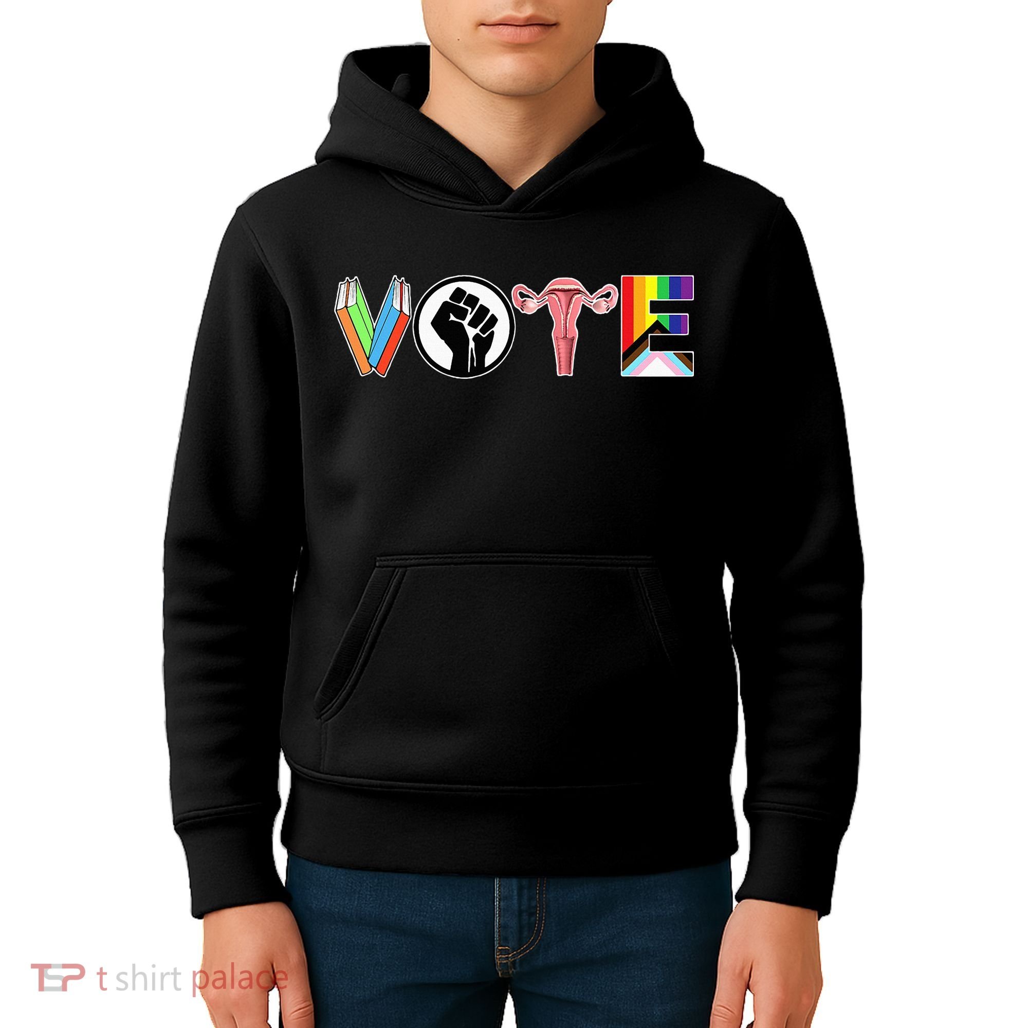 Vote Books Fist Ovaries Lgtbq Kids Hoodie