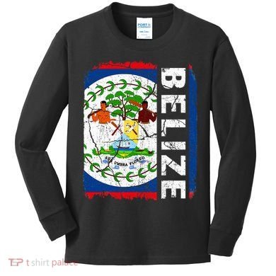 Vintage Belizean Flag Belize Pride Roots Heritage Kids Long Sleeve Shirt