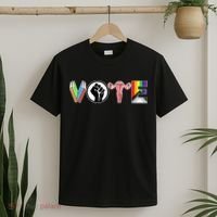 Vote Books, Fist, Ovaries, LGTBQ T-Shirt thumb 2
