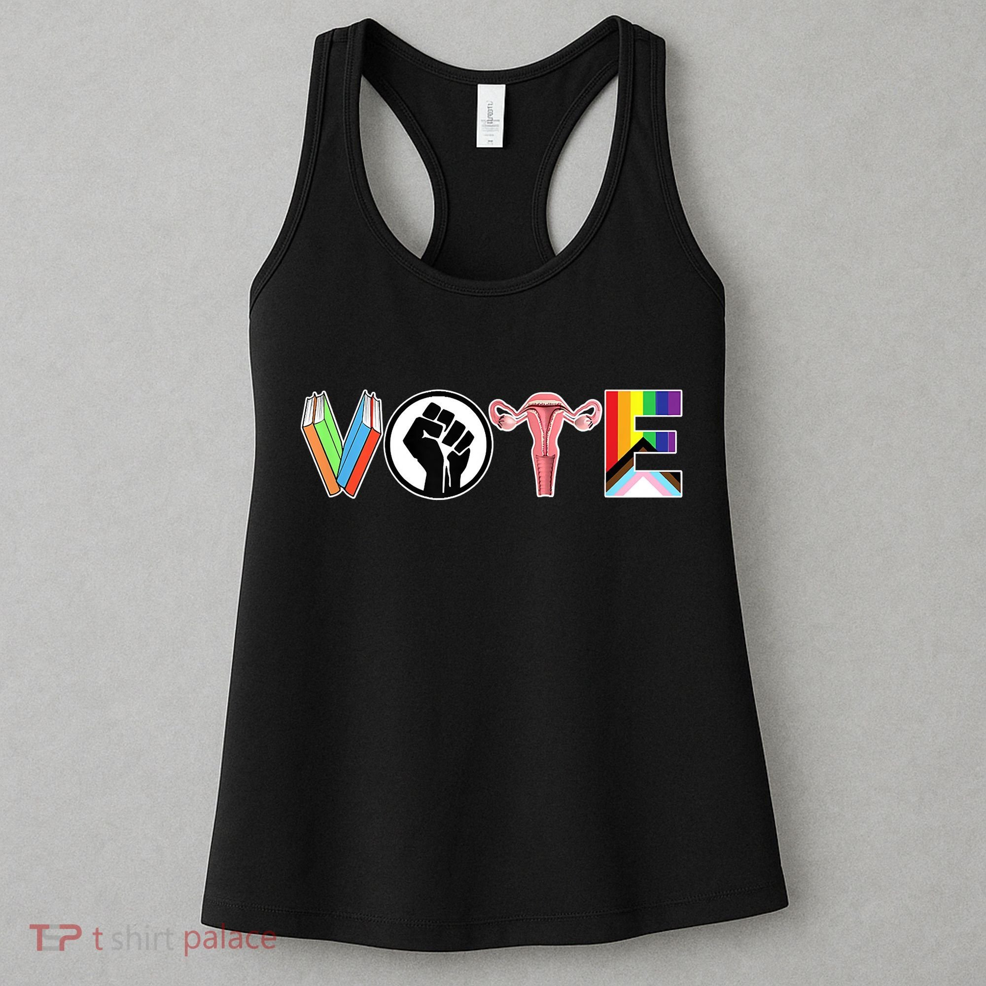 Vote Books, Fist, Ovaries, LGTBQ Women's Tank Top