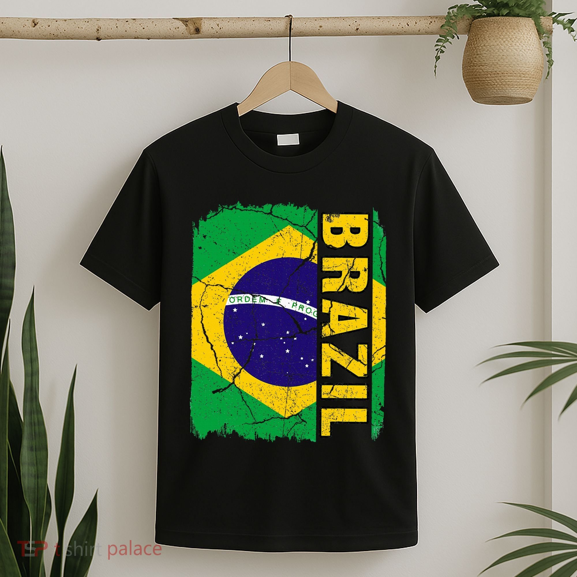 Vintage Brazilian Flag Brazil Pride Roots Heritage Gift T-Shirt