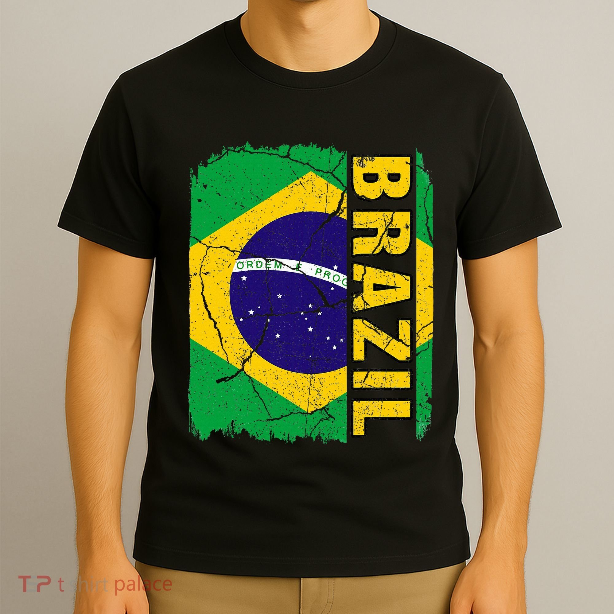 Vintage Brazilian Flag Brazil Pride Roots Heritage Gift T-Shirt