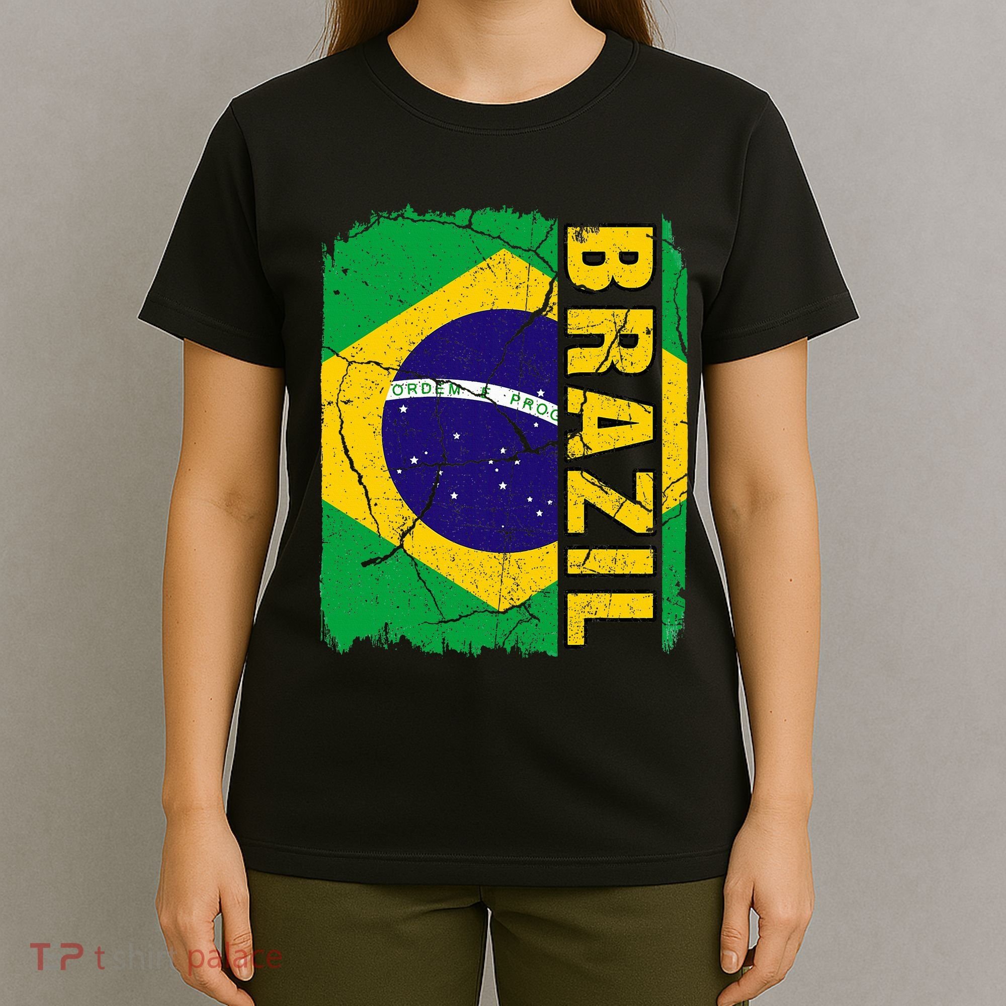 Vintage Brazilian Flag Brazil Pride Roots Heritage Gift T-Shirt