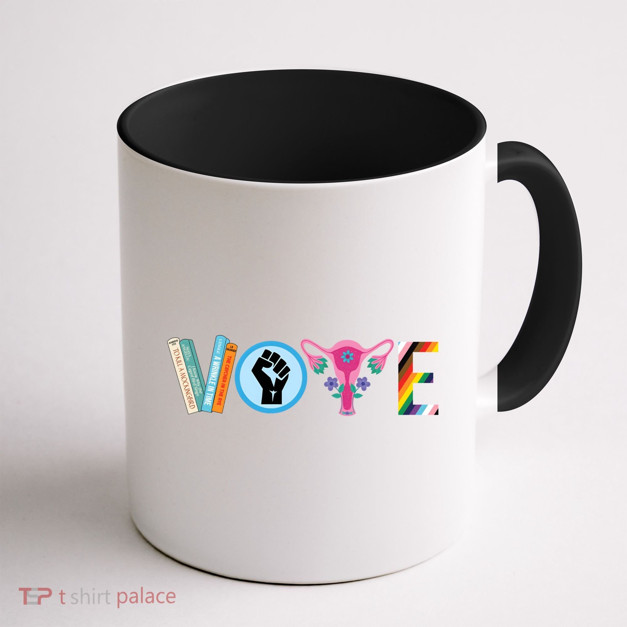 Vote Books Fist Ovaries Lgtbq Coffee Mug
