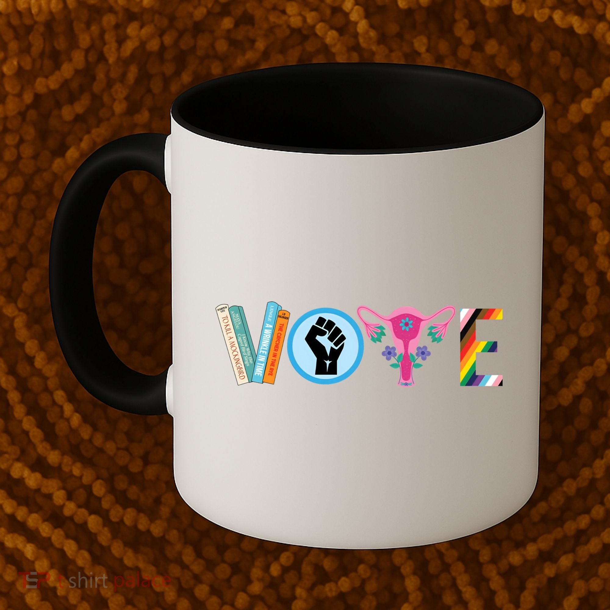 Vote Books Fist Ovaries Lgtbq Coffee Mug