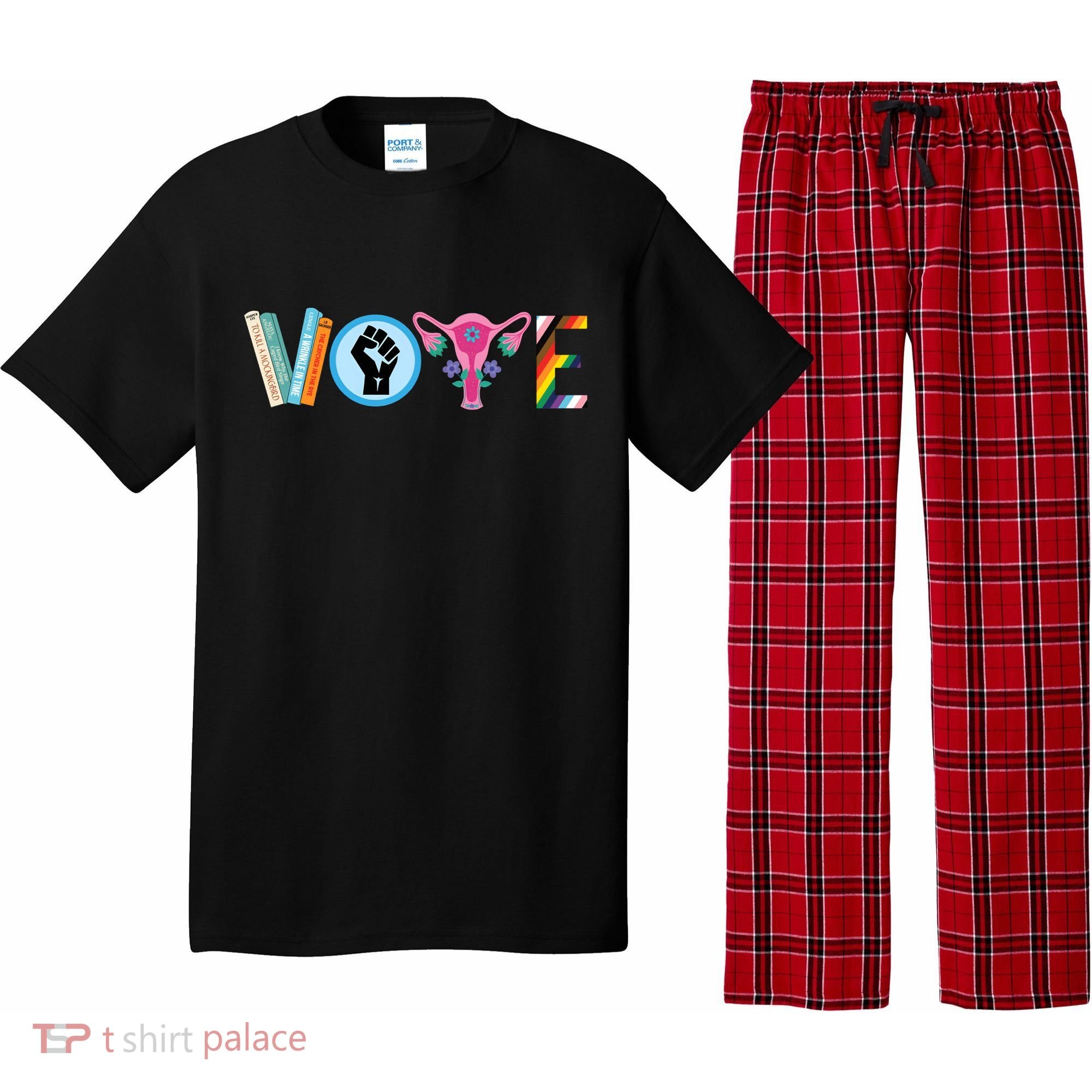 Vote Books Fist Ovaries Lgtbq Pajama Set