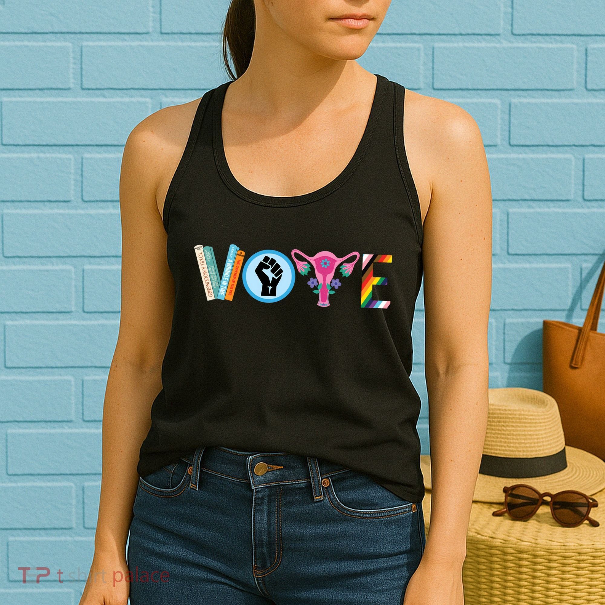 Vote Books Fist Ovaries Lgtbq Women's Tank Top