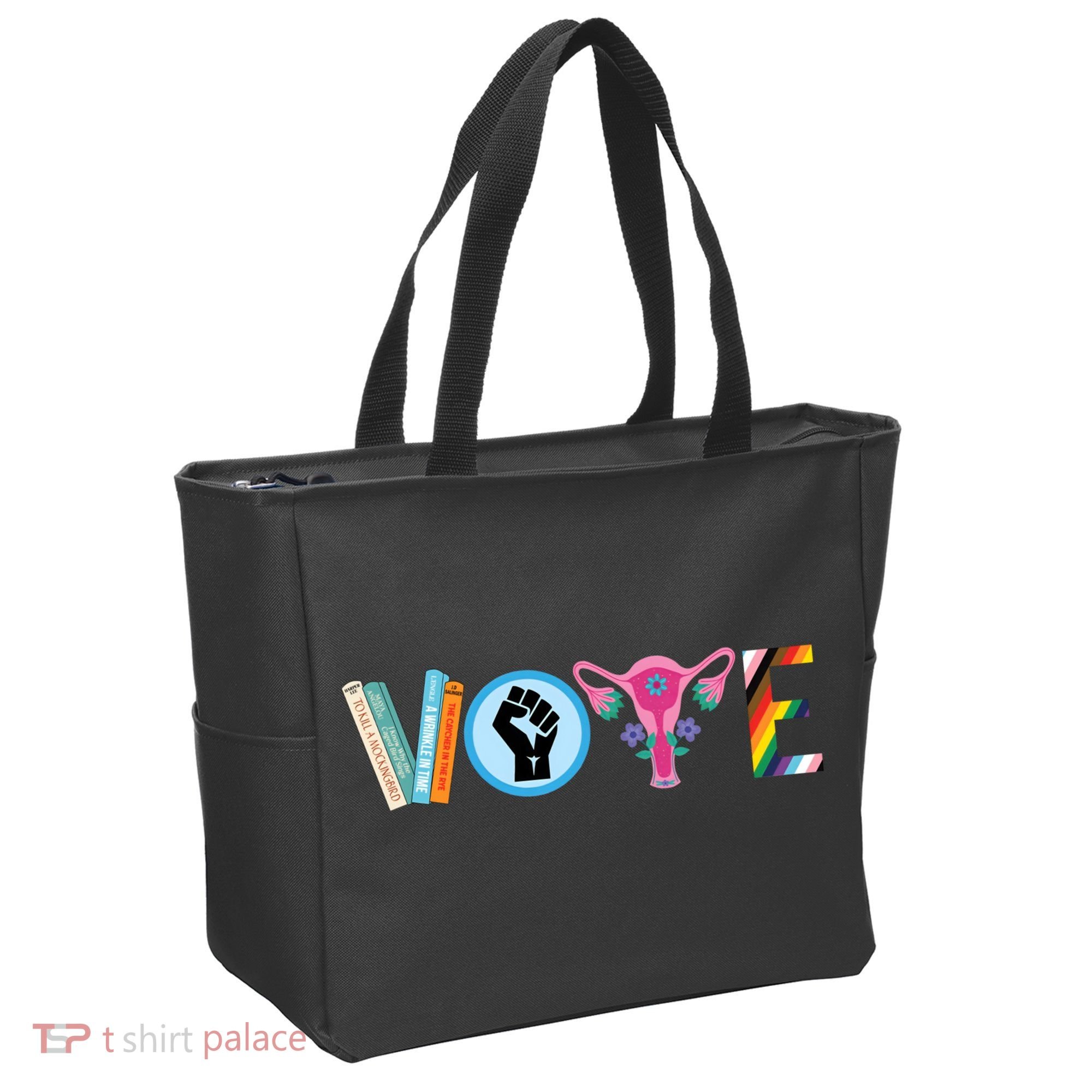 Vote Books Fist Ovaries Lgtbq Tote Bag