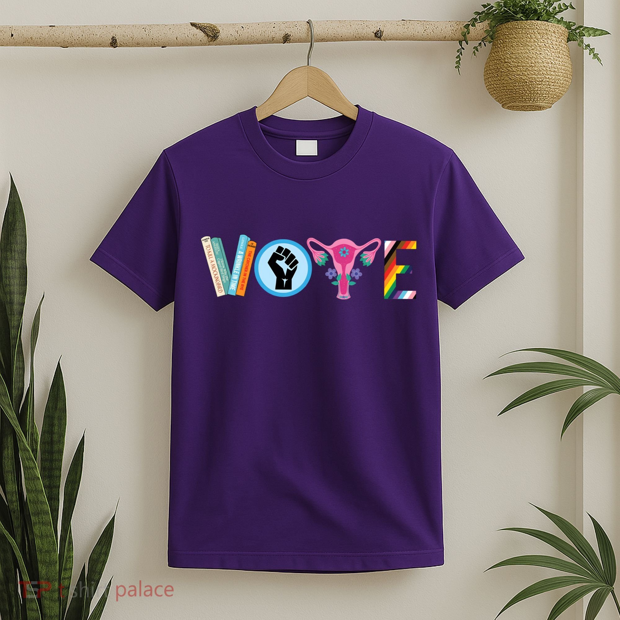 Vote Books Fist Ovaries Lgtbq T-Shirt