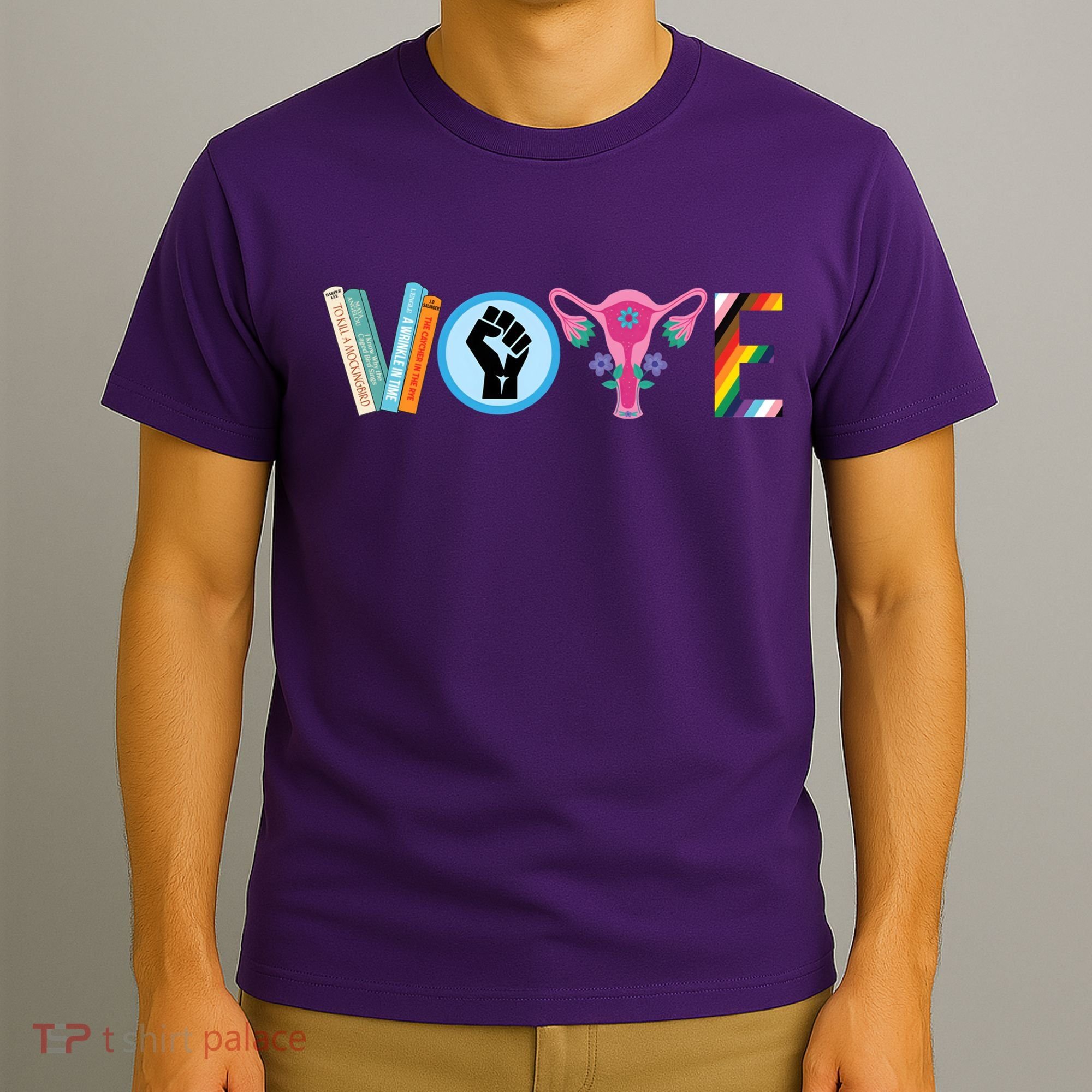 Vote Books Fist Ovaries Lgtbq T-Shirt