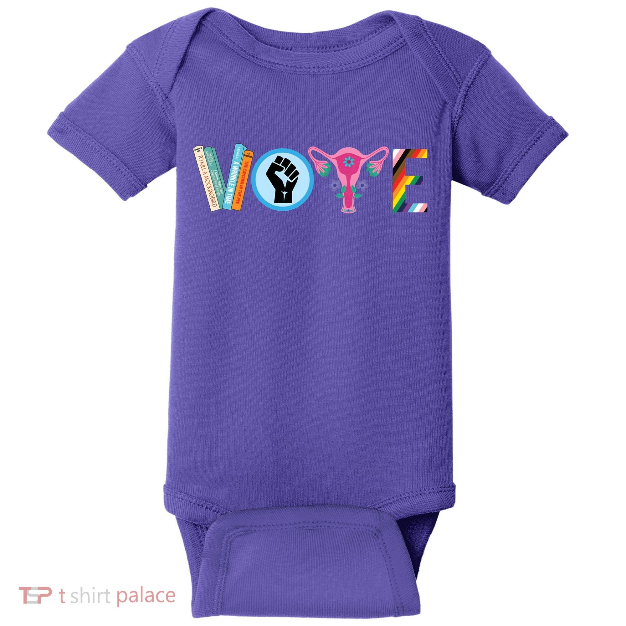 Vote Books Fist Ovaries Lgtbq Baby Bodysuit