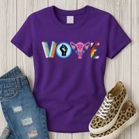 Vote Books Fist Ovaries Lgtbq Women's T-Shirt thumb 3