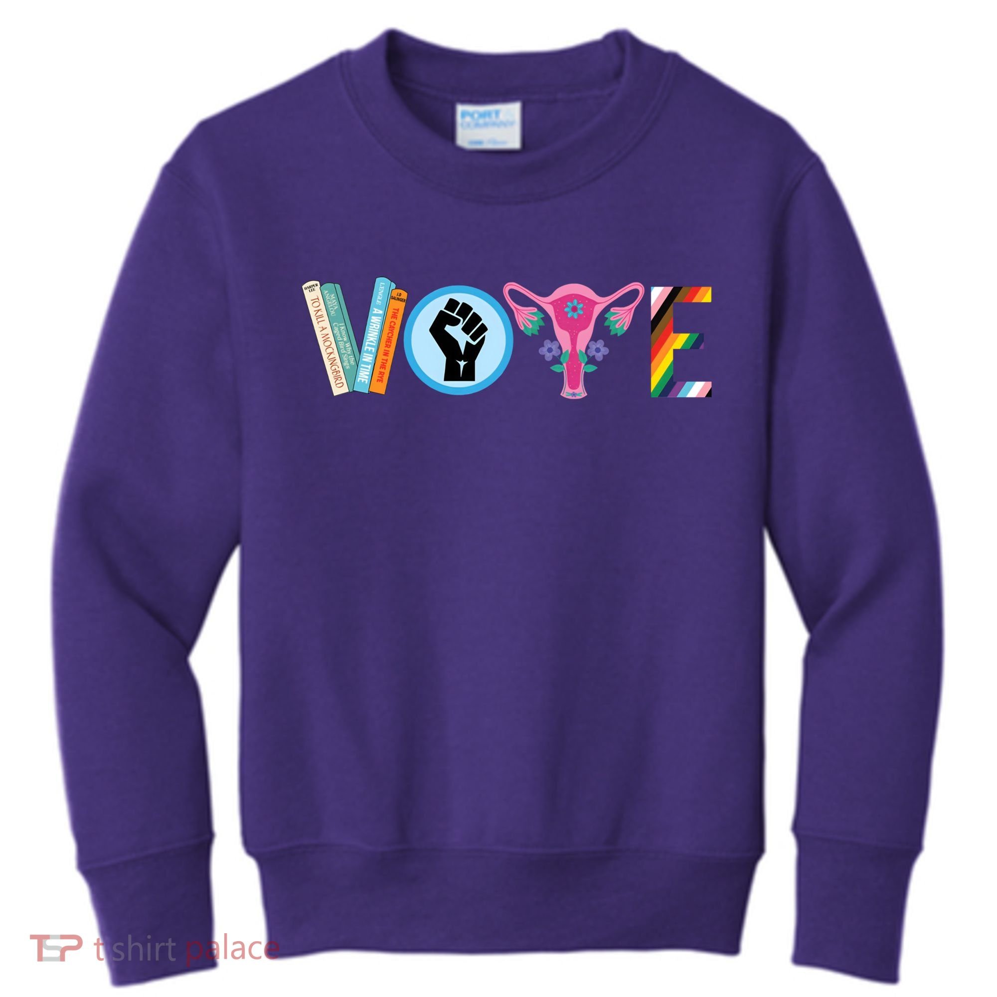 Vote Books Fist Ovaries Lgtbq Kids Sweatshirt