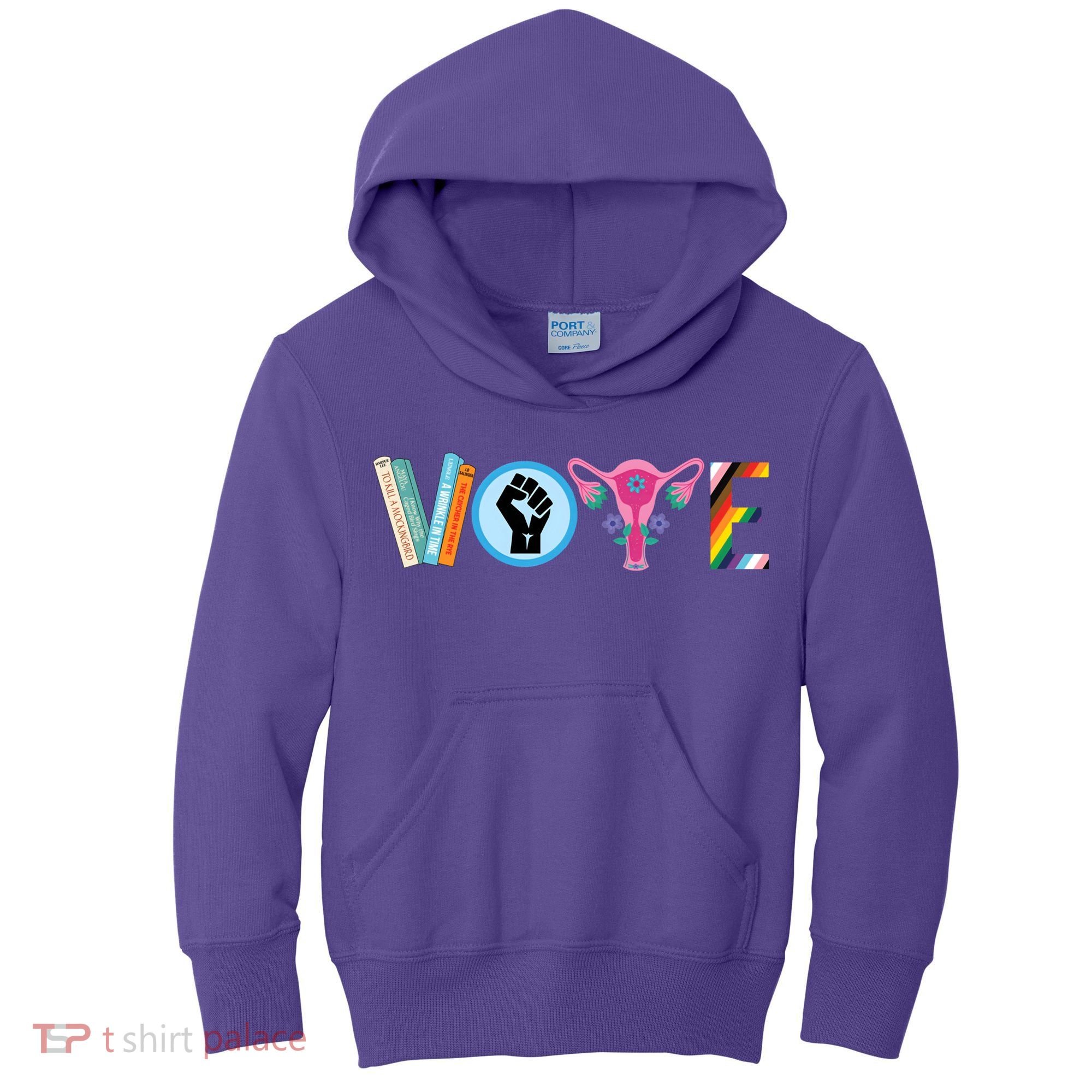 Vote Books Fist Ovaries Lgtbq Kids Hoodie