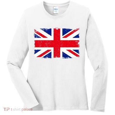 Vintage British Flag Heritage Distressed Women's Long Sleeve Shirt