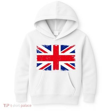 Vintage British Flag Heritage Distressed Kids Hoodie