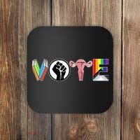 Vote Books Fist Ovaries Lgtbq Coaster thumb 0