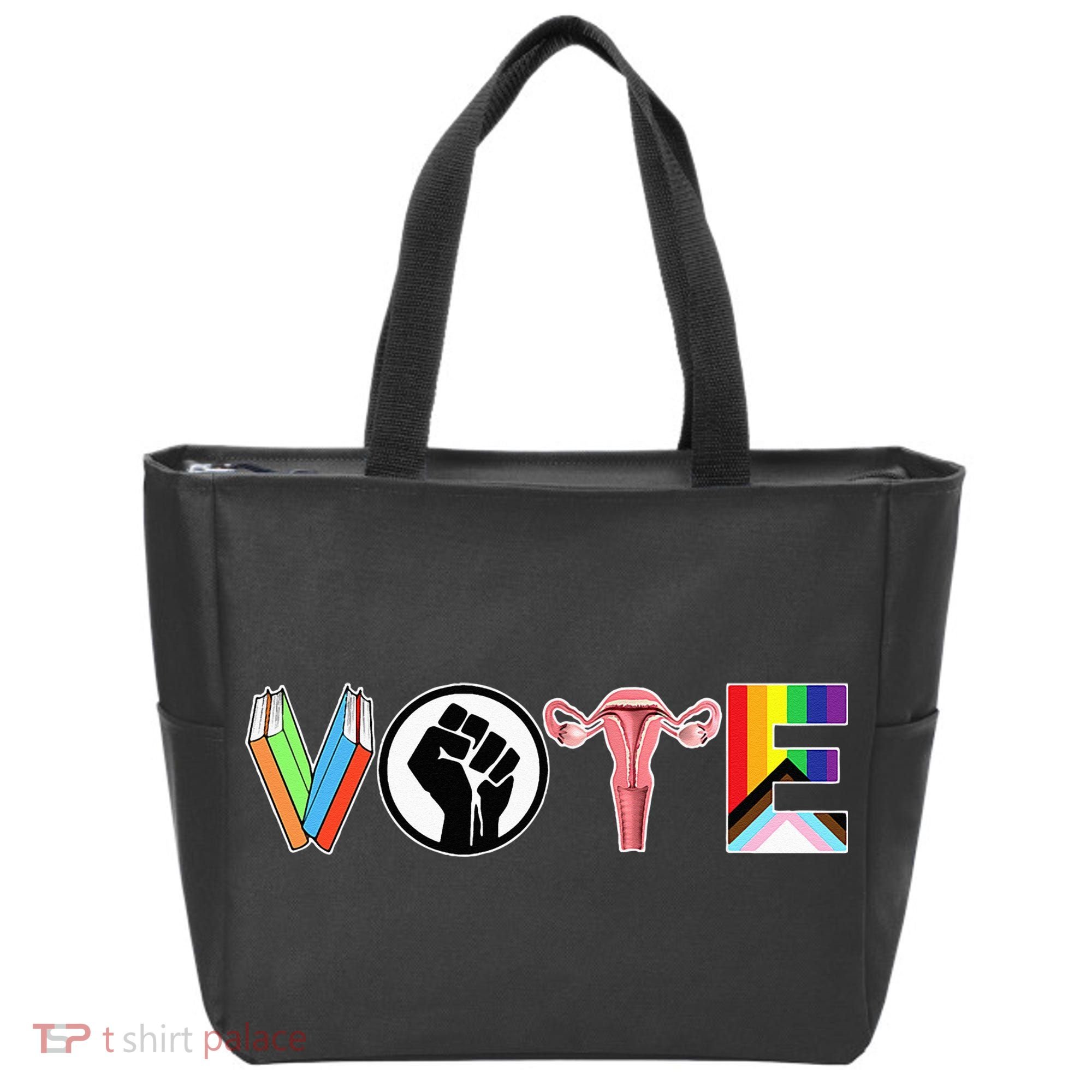 Vote Books Fist Ovaries Lgtbq Tote Bag