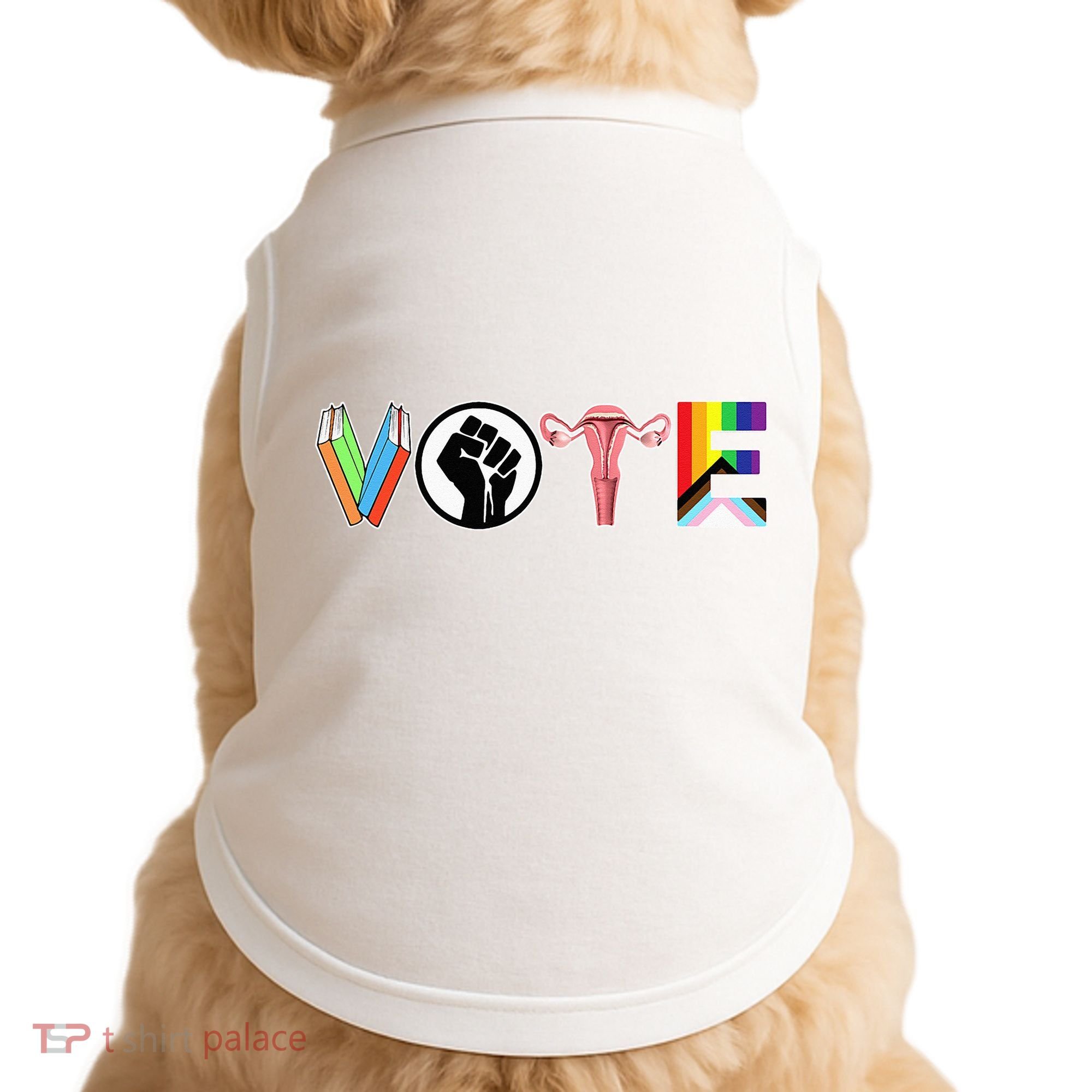 Vote Books Fist Ovaries Lgtbq Doggie Tank