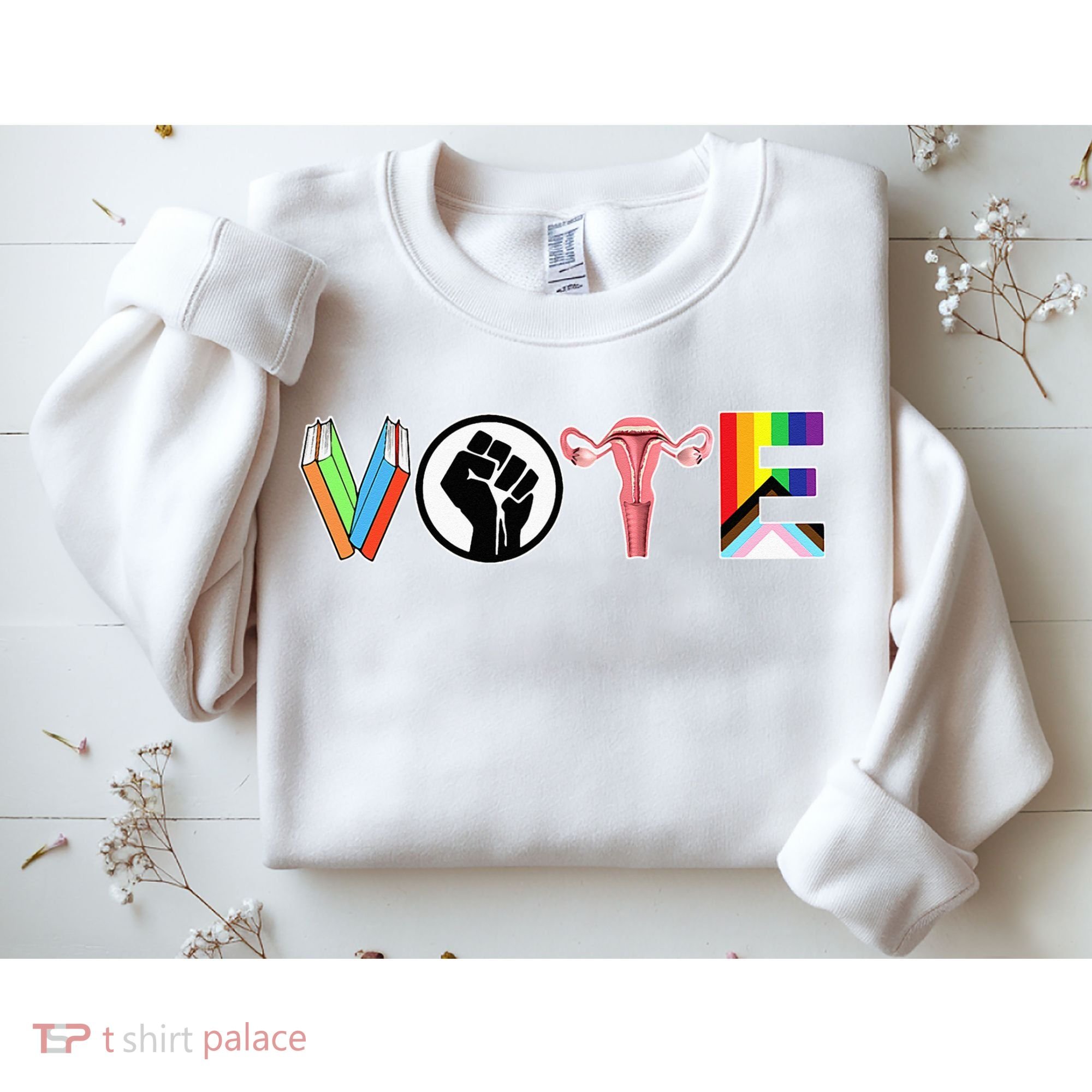 Vote Books Fist Ovaries Lgtbq Sweatshirt