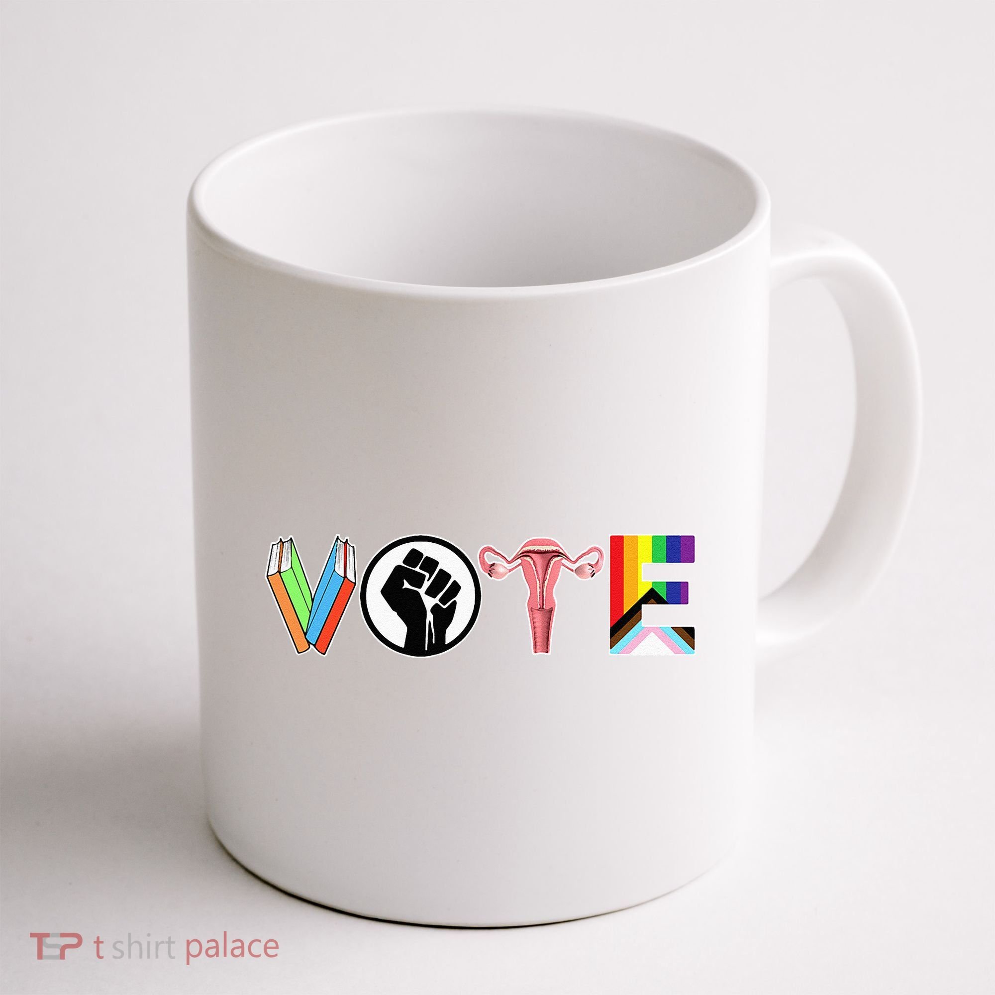 Vote Books Fist Ovaries Lgtbq Coffee Mug