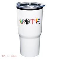Vote Books Fist Ovaries Lgtbq Tumbler thumb 0