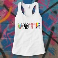 Vote Books Fist Ovaries Lgtbq Women's Tank Top thumb 3