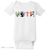 Vote Books Fist Ovaries Lgtbq Baby Bodysuit thumb 0