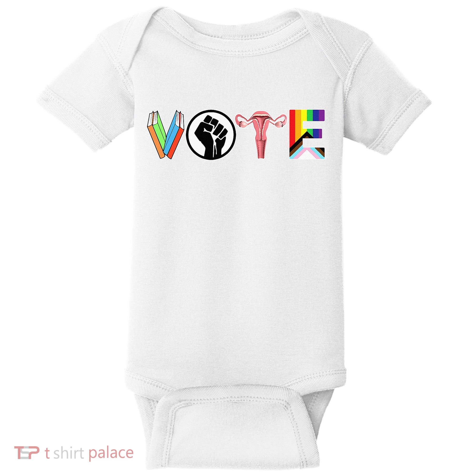 Vote Books Fist Ovaries Lgtbq Baby Bodysuit