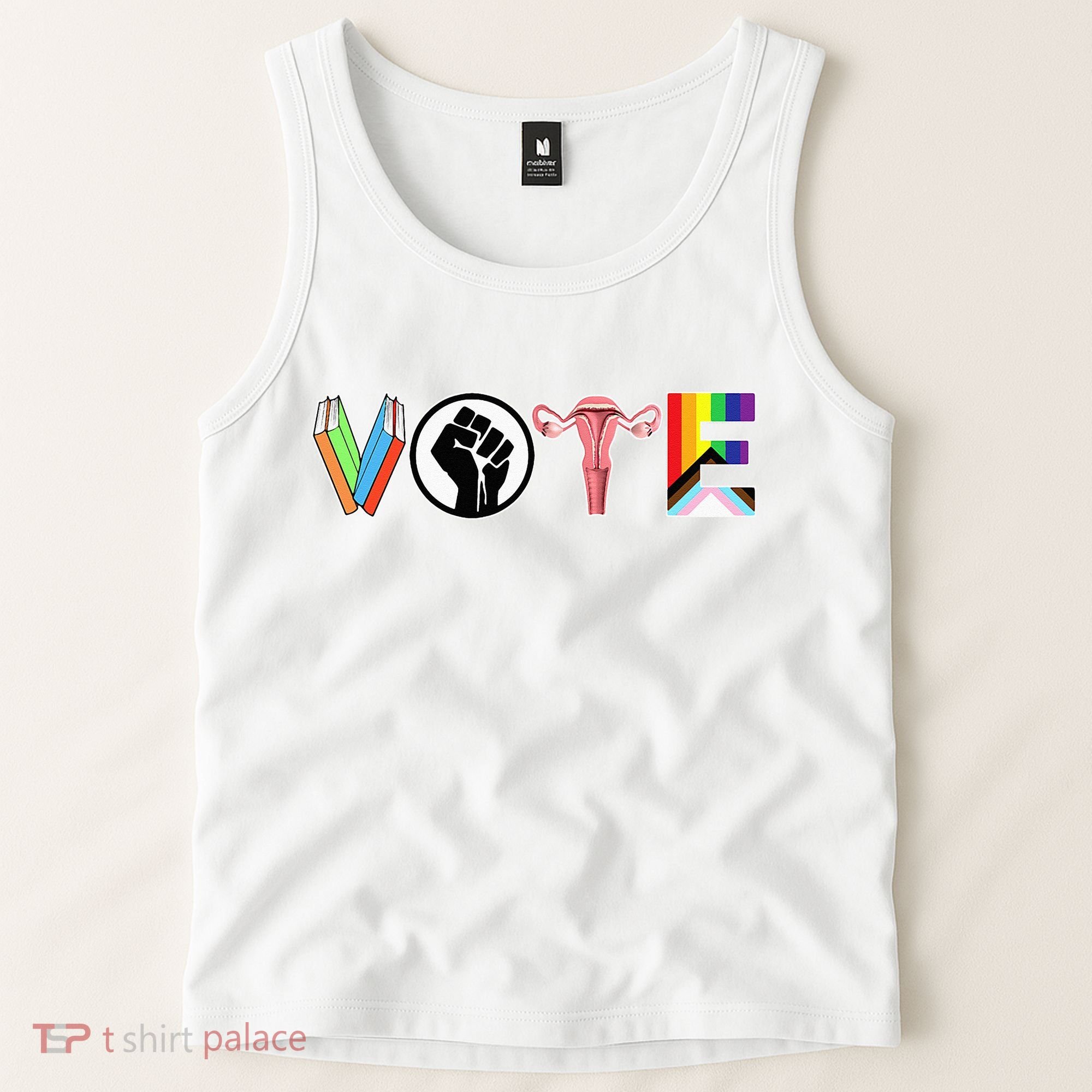 Vote Books Fist Ovaries Lgtbq Tank Top