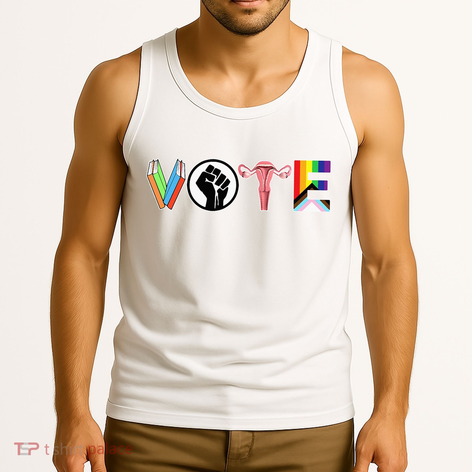 Vote Books Fist Ovaries Lgtbq Tank Top