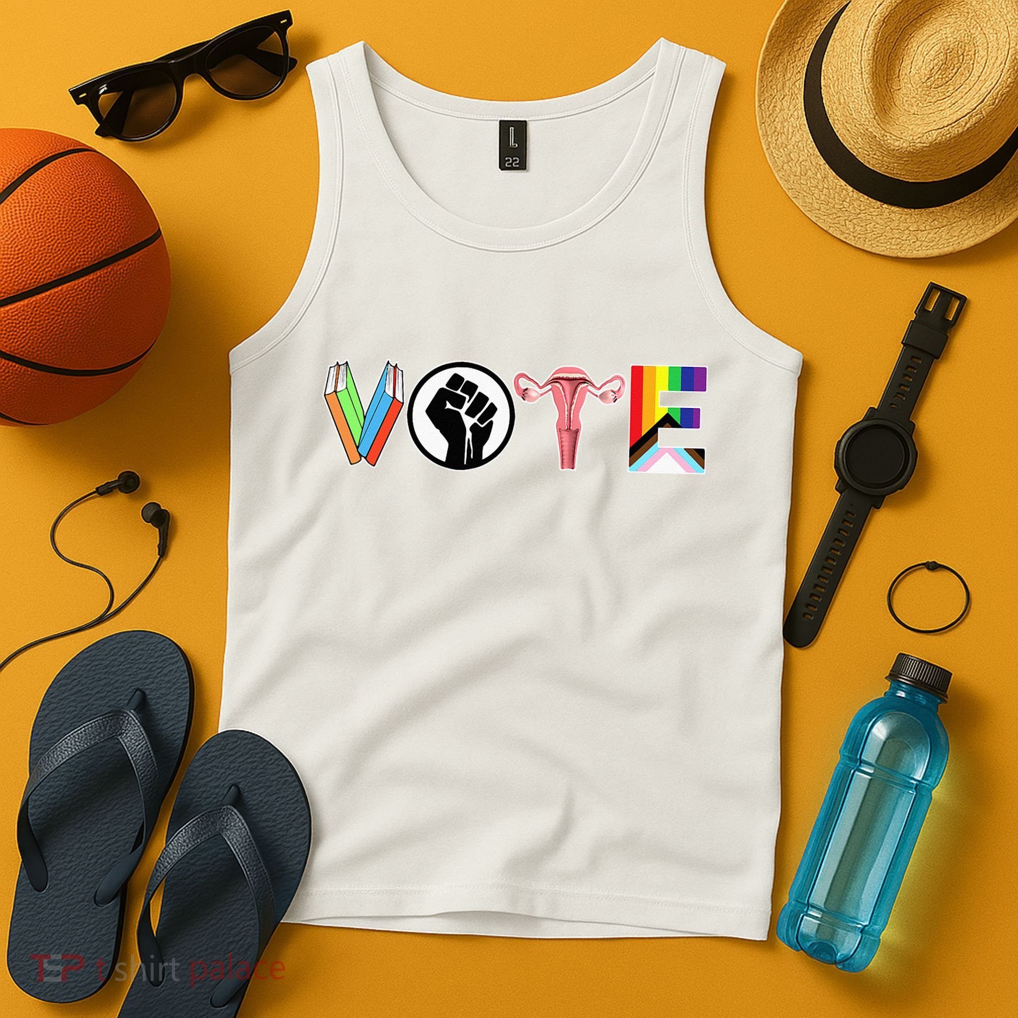 Vote Books Fist Ovaries Lgtbq Tank Top