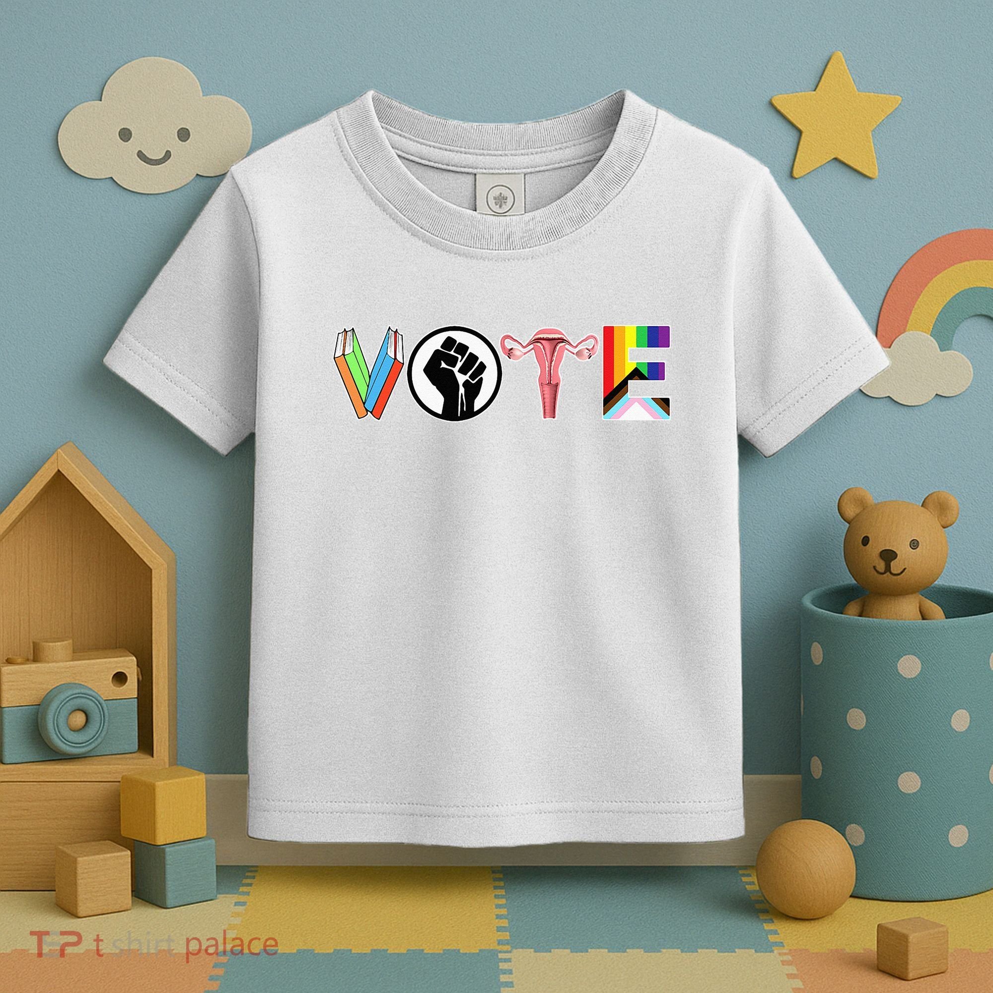 Vote Books Fist Ovaries Lgtbq Toddler T-Shirt